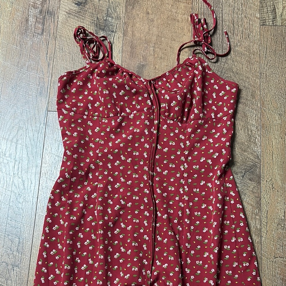 Red Floral Dress with Spaghetti Straps